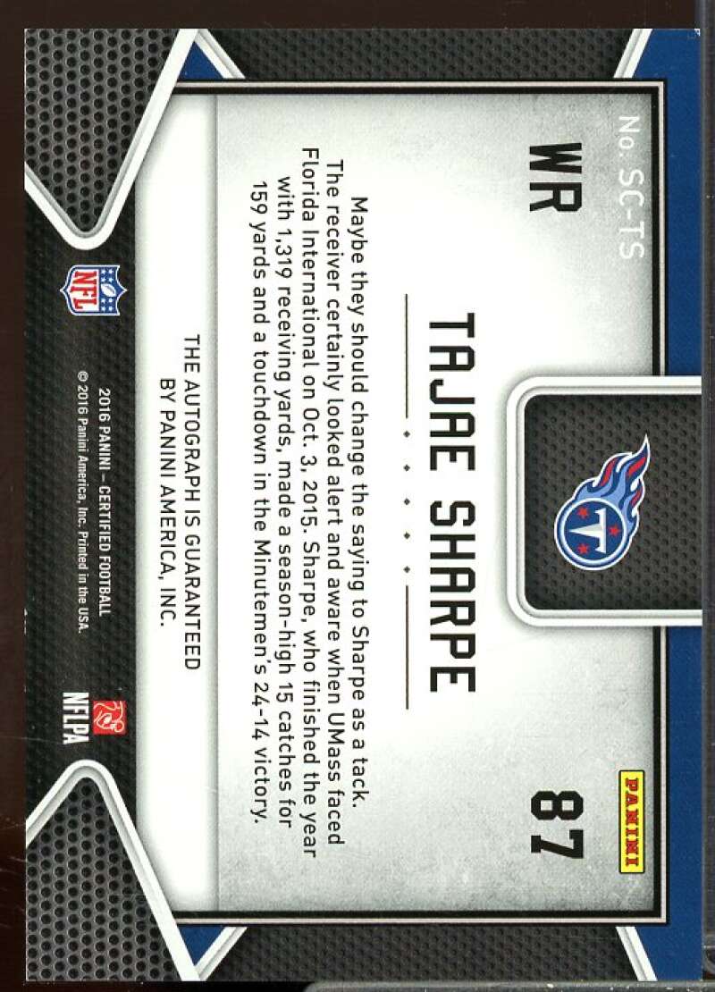 Tajae Sharpe Rookie 2016 Certified Rookie Signed and  Mirror Blue #SCTS  Image 2