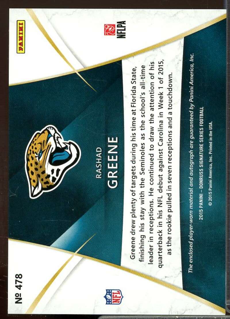 Rashad Greene JSY AU Rookie Card 2015 Donruss Signature Series Rookie #478  Image 2