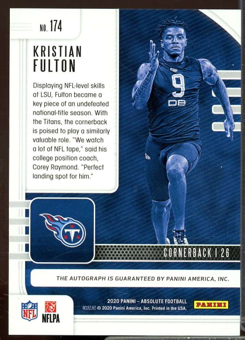Kristian Fulton/149 Rookie Card 2020 Absolute Signature Rookies Spectrum #174  Image 2