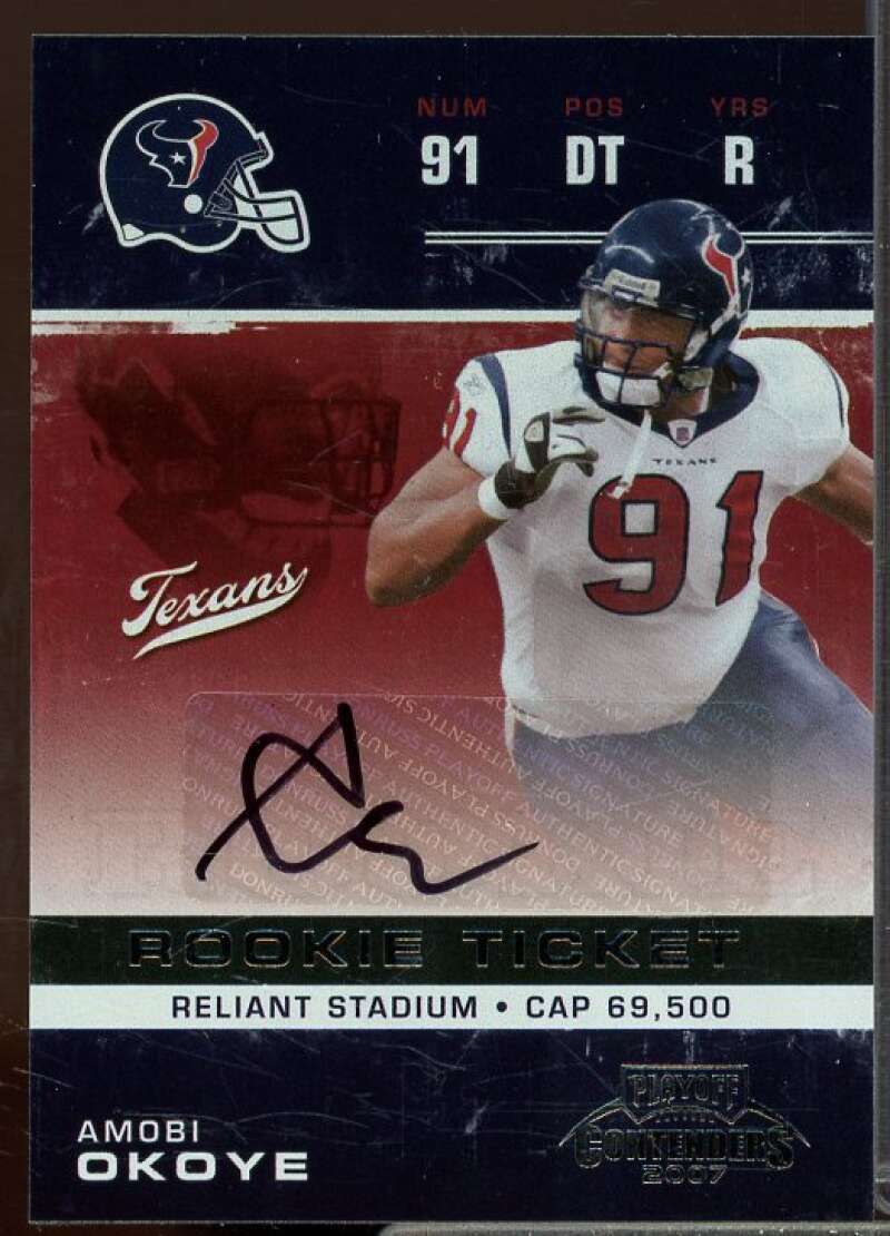 Amobi Okoye AU Rookie Card 2007 Playoff Contenders Rookie #107  Image 1