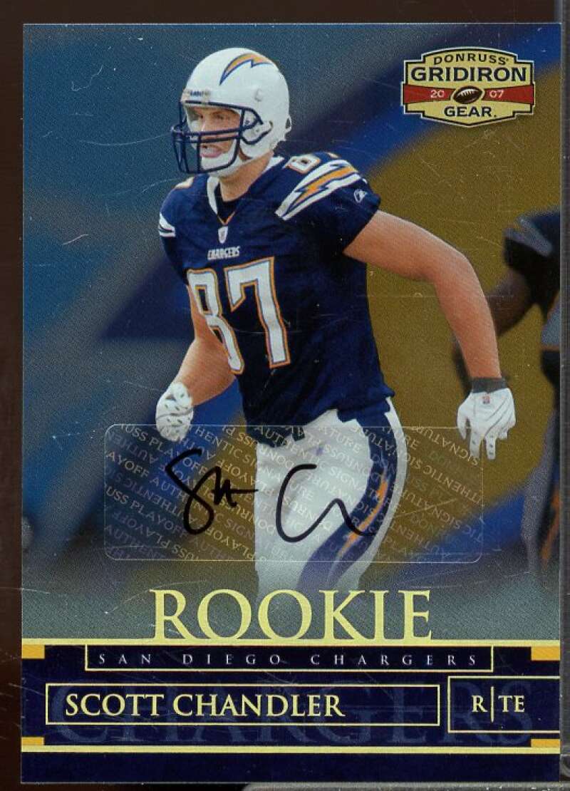 Scott Chandler/100 2007 Donruss Gridiron Gear Rookie Auto Gold Holofoil #185  Image 1