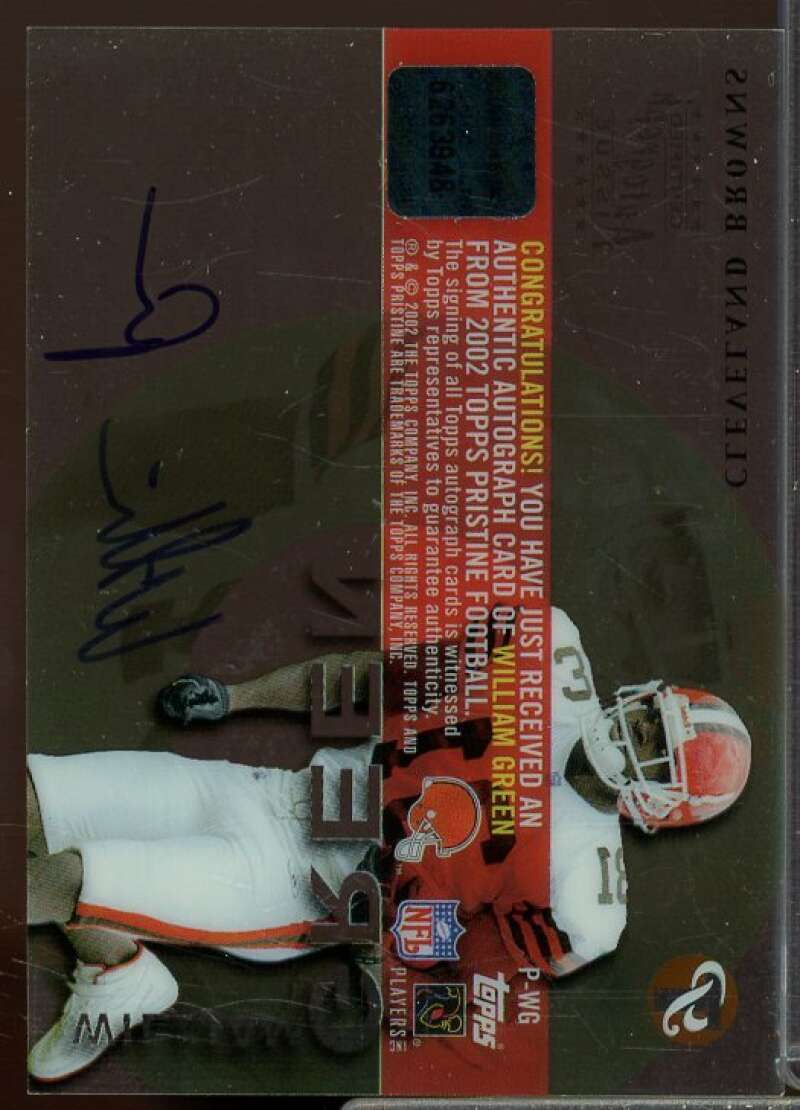 William Green C Rookie Card 2002 Topps Pristine Autographs #PWG  Image 2