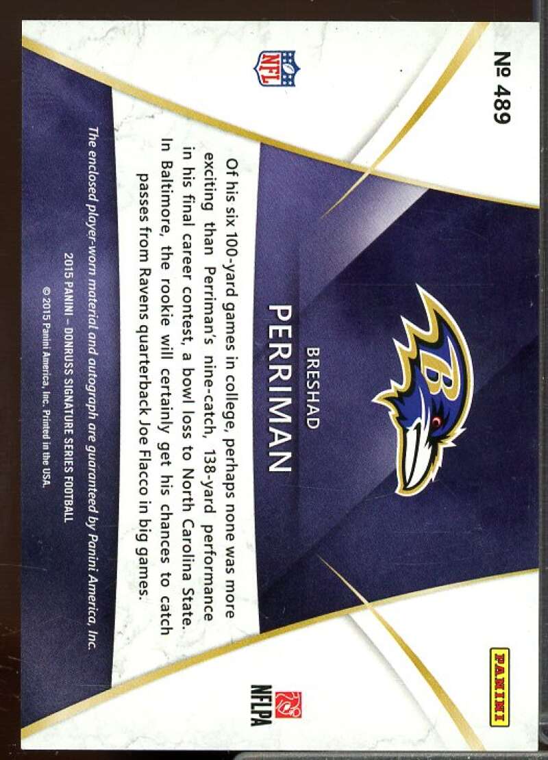 Breshad Perriman JSY AU Rookie Card 2015 Donruss Signature Series Rookie #489  Image 2