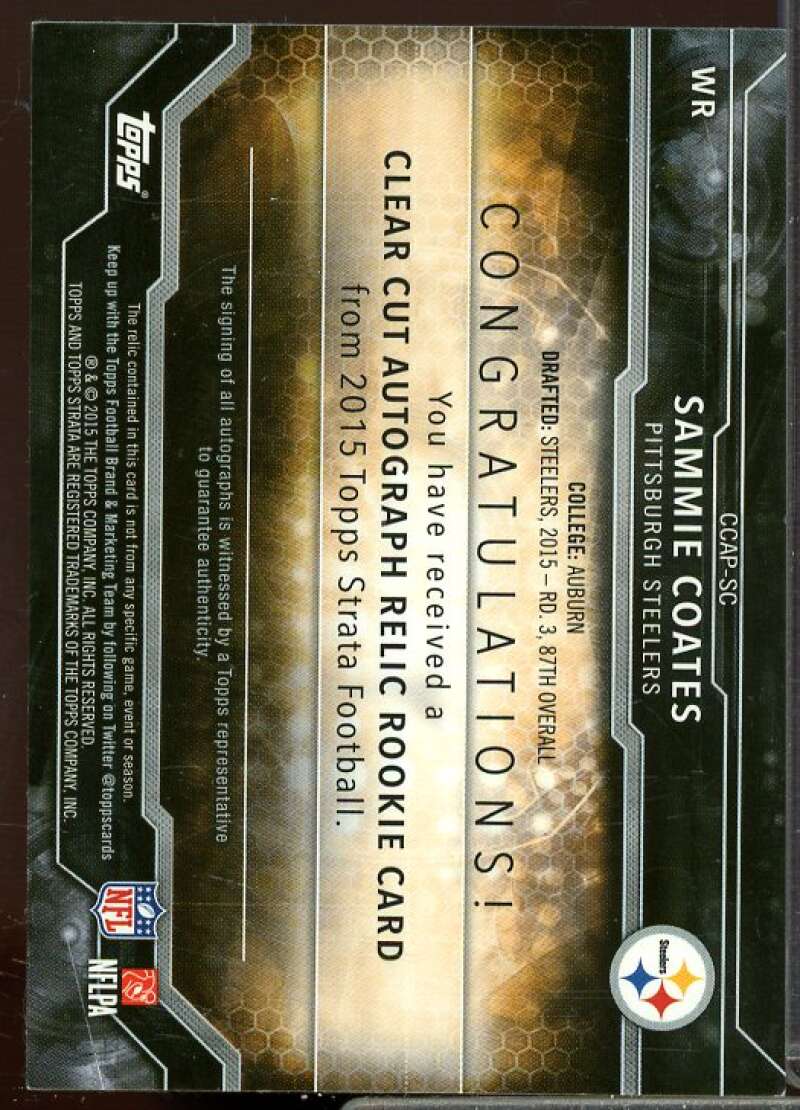 Sammie Coates Rookie 2015 Topps Strata Clear Cut Rookie Relic Autograph #CCAPSC  Image 2