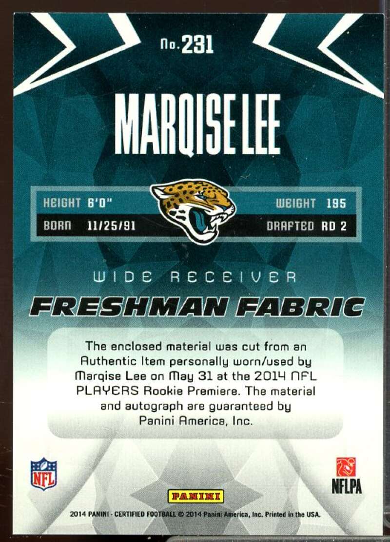 Marqise Lee JSY AU/699 Rookie Card 2014 Certified Rookie #231  Image 2