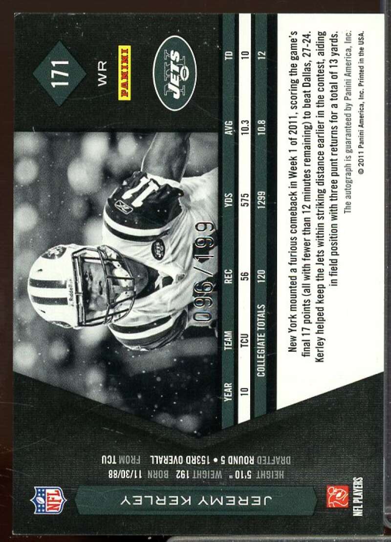 Jeremy Kerley/199 Rookie Card 2011 Limited Monikers Autographs Silver #171  Image 2