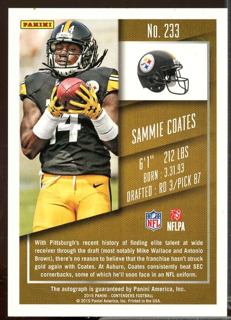 Sammie Coates AU RC SP B Rookie Card 2015 Panini Contenders #233A  Image 2