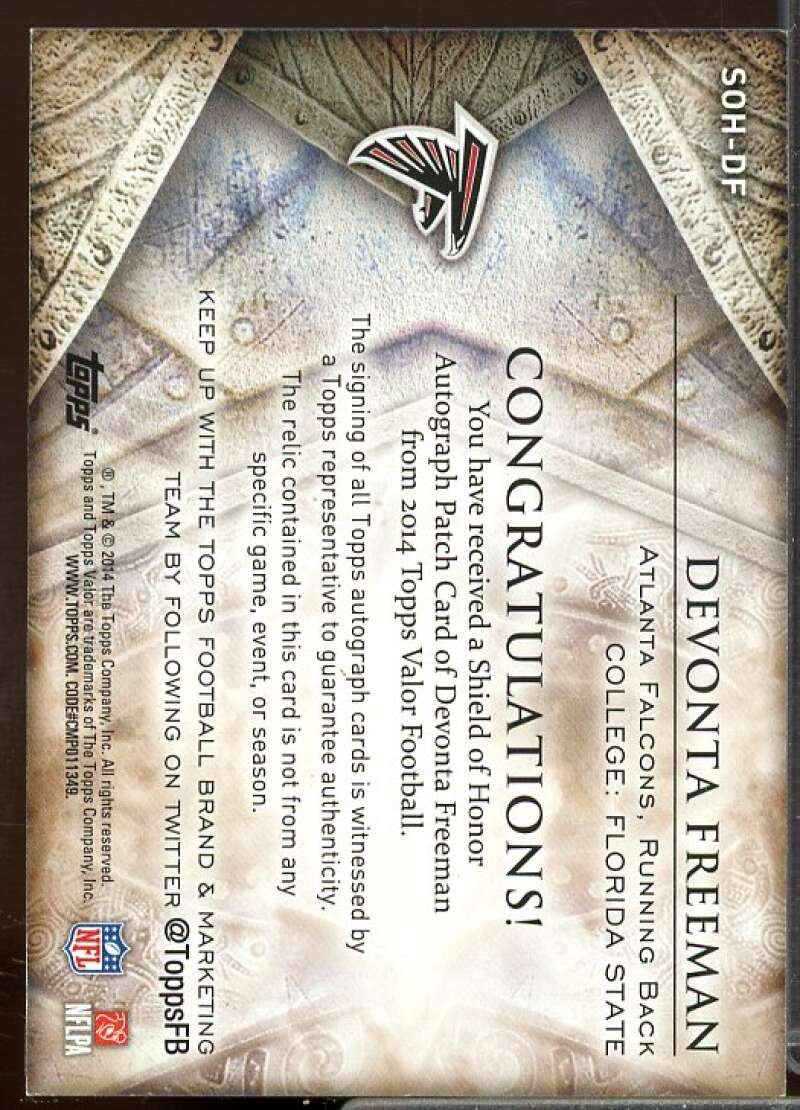 Devonta Freeman 2014 Topps Valor Shield of Honor Patch Rookie Autographs #SOHDF  Image 2