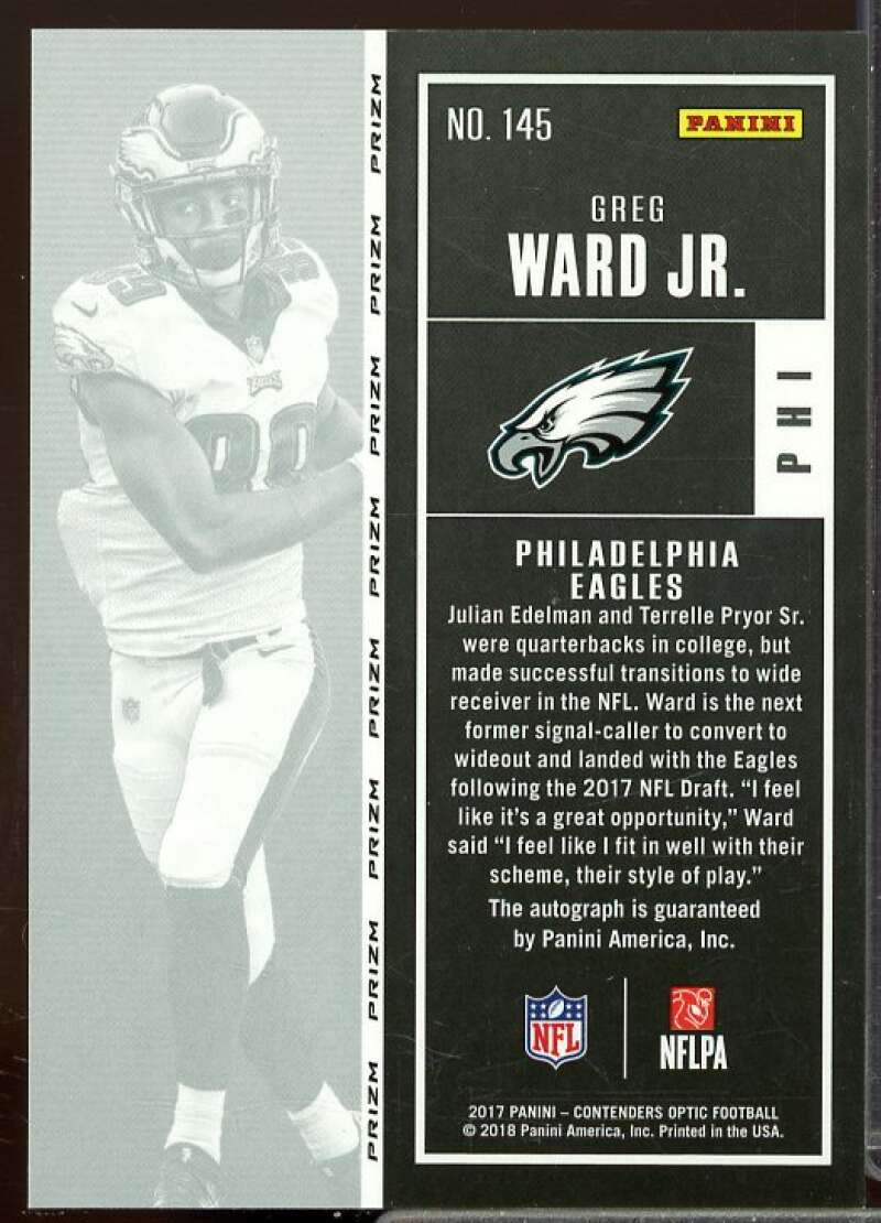 Greg Ward Jr. AU Rookie Card 2017 Panini Contenders Optic Rookie #145  Image 2