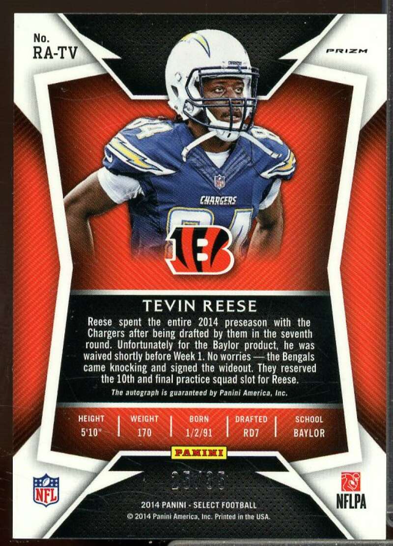 Tevin Reese/35 Rookie Card 2014 Select Rookie Autographs Prizm Orange #RATR  Image 2