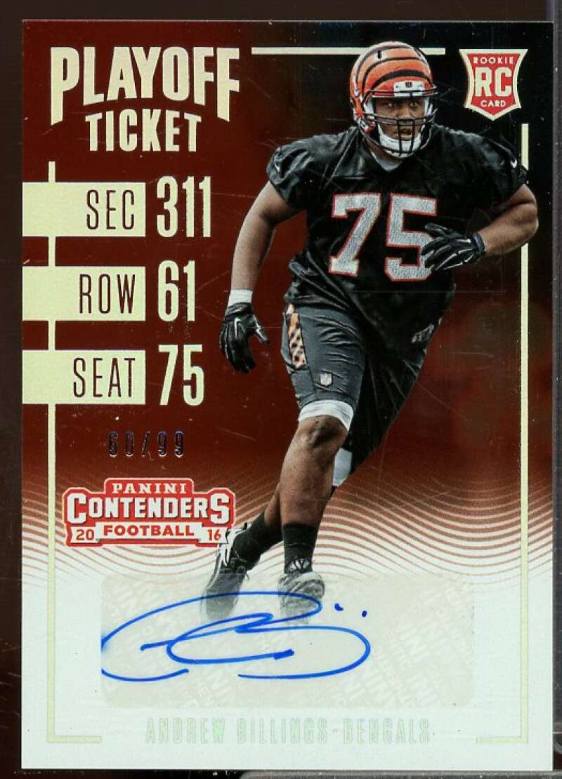 Andrew Billings AU/99 Rookie 2016 Panini Contenders Playoff Ticket Rookie #119  Image 1