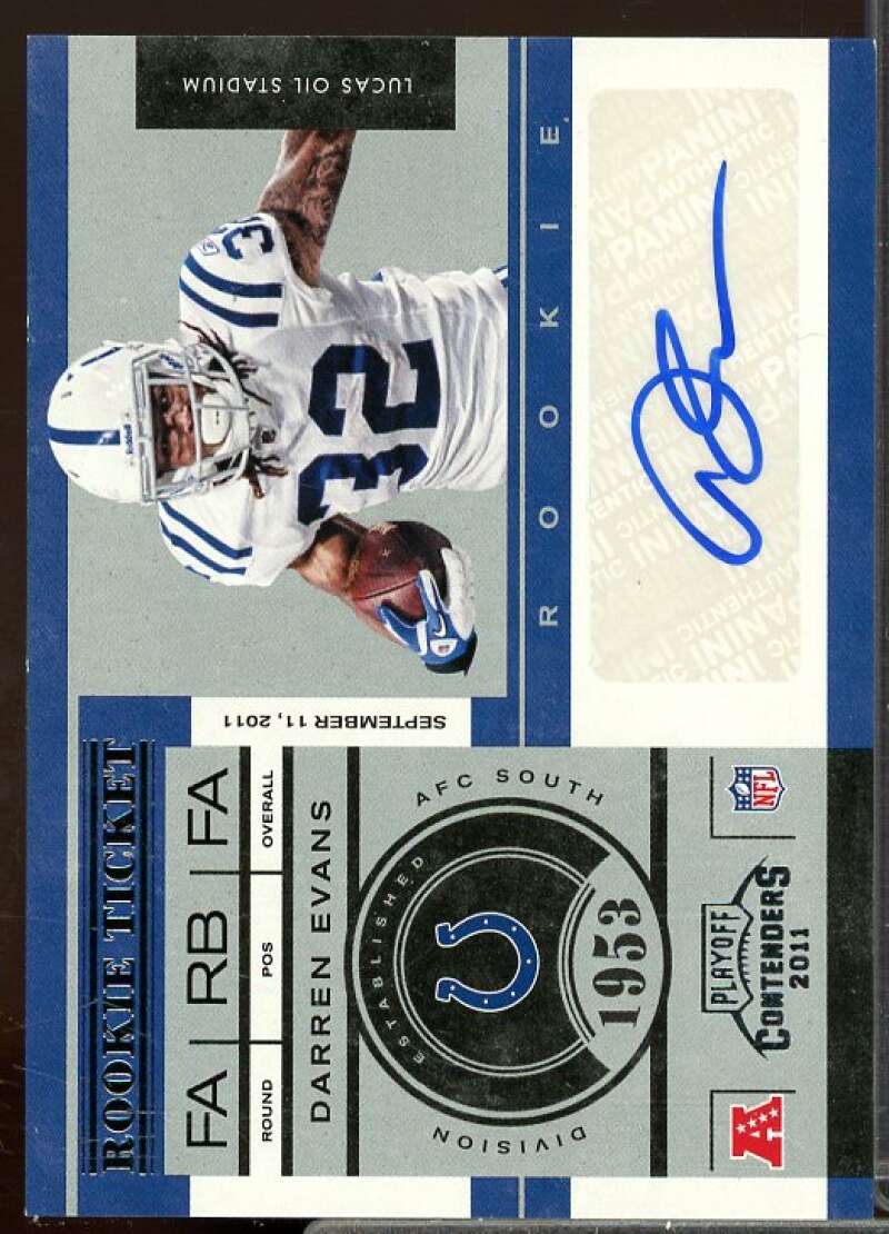 Darren Evans AU Rookie Card 2011 Playoff Contenders Rookie #126  Image 1