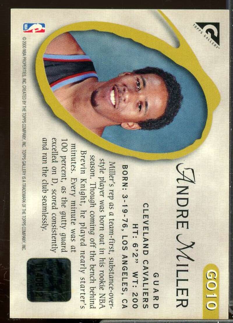 Andre Miller Rookie Card 1999-00 Topps Gallery Originals #GO10  Image 2