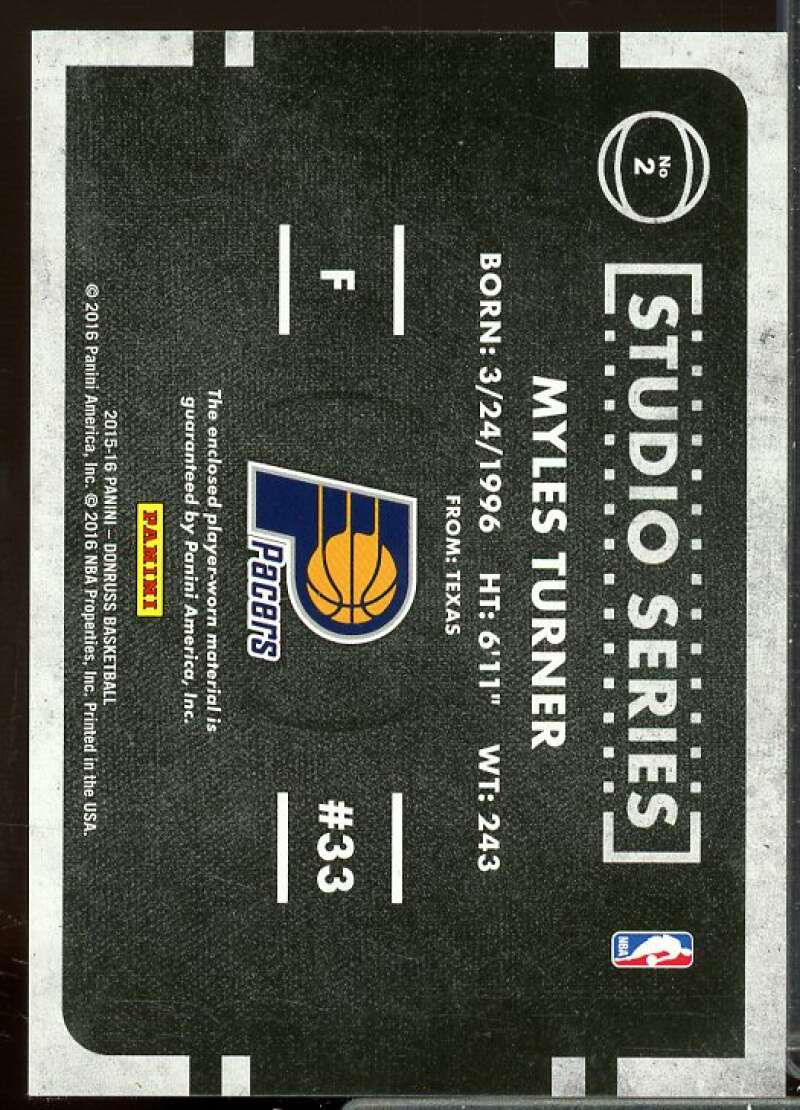 Myles Turner Card 2015-16 Donruss Studio Series Rookie Jerseys #2  Image 2