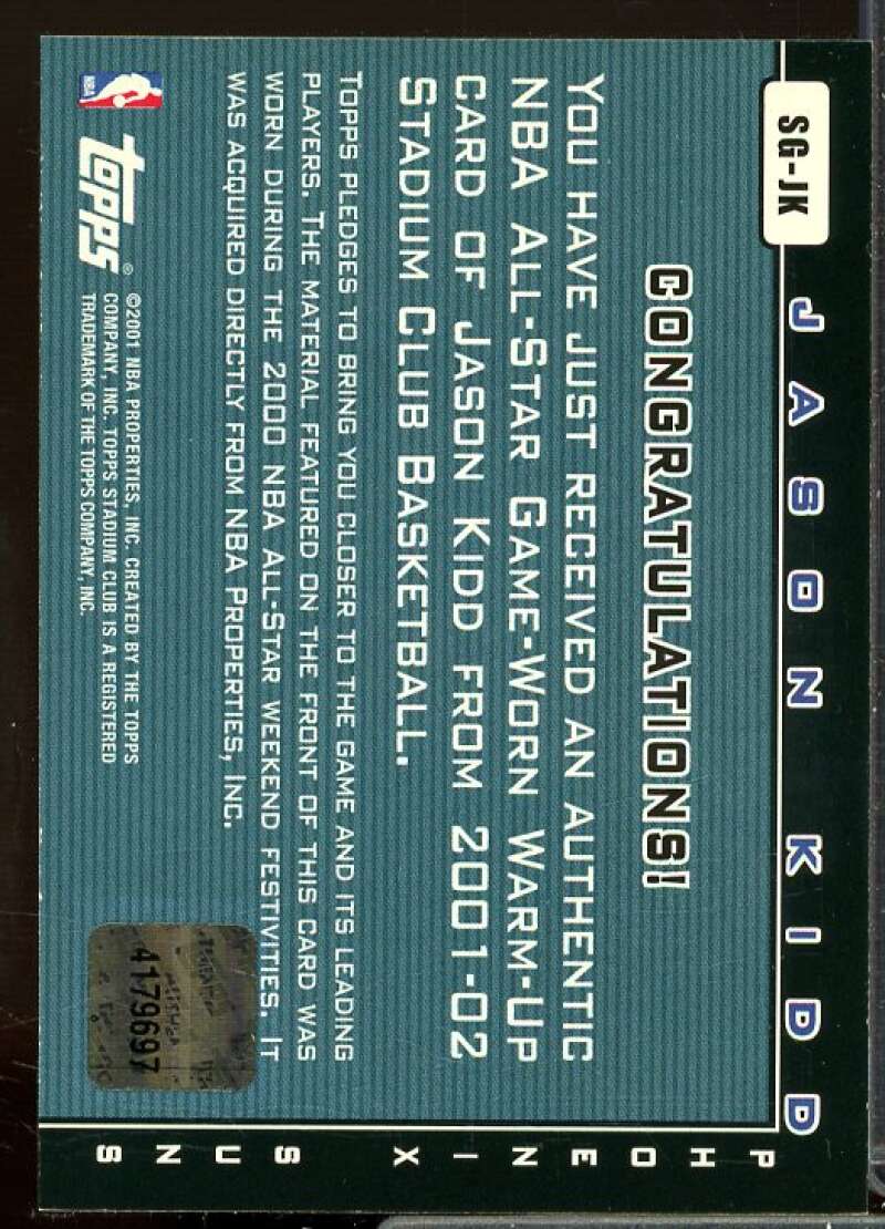 Jason Kidd Card 2001-02 Stadium Club Stroke of Genius #SGJK  Image 2
