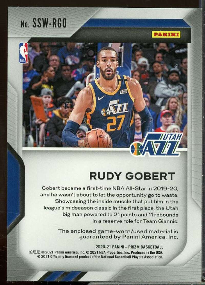 Rudy Gobert Card 2020-21 Panini Prizm Sensational Swatches #31  Image 2