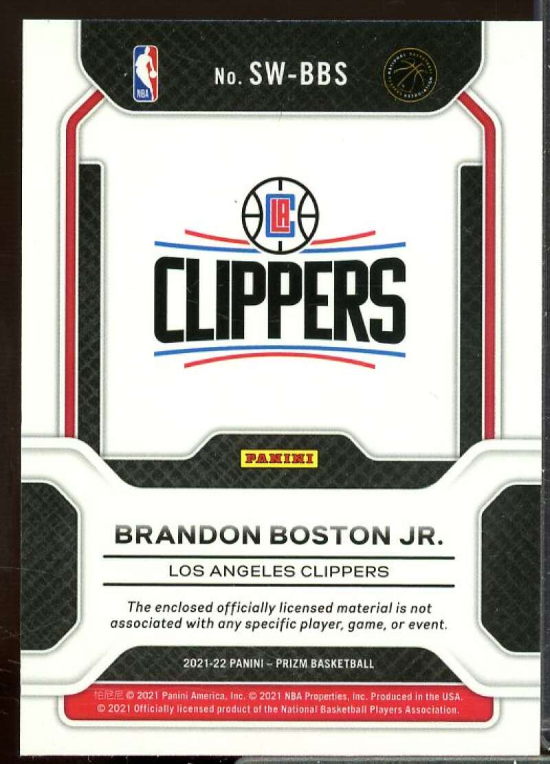Brandon Boston Jr. Card 2021-22 Panini Prizm Sensational Swatches #97  Image 2