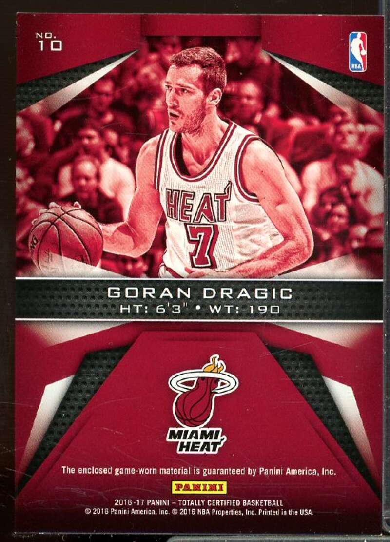 Goran Dragic Card 2016-17 Totally Certified Fabric of the Game Jerseys Blue #10  Image 2
