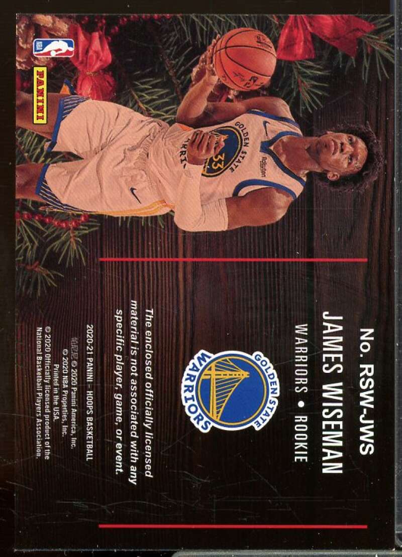 James Wiseman Rookie Card 2020-21 Hoops Rookie Sweaters #33  Image 2