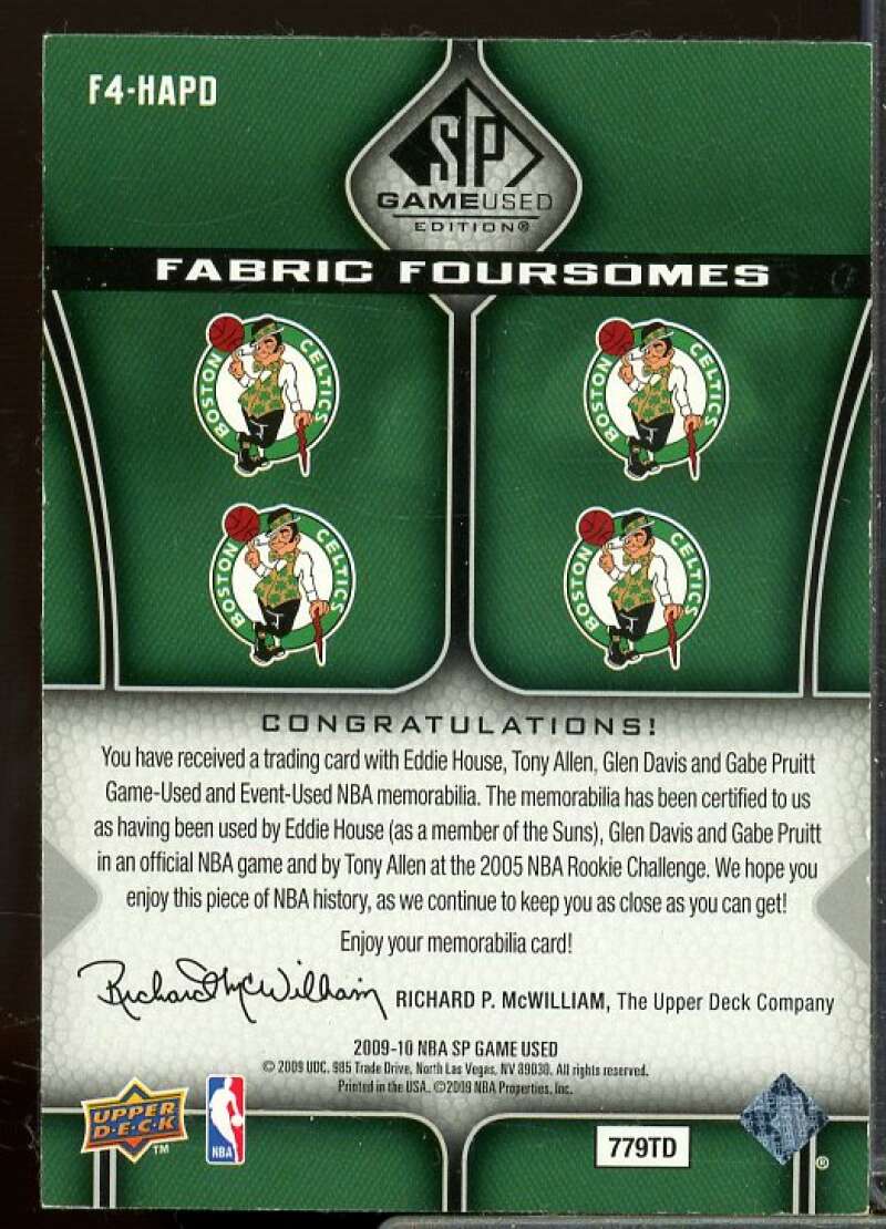 Gabe Pruitt/Glen Davis/Tony Allen/Eddie 2009-10 SP Fabric Foursome #F4HAPD  Image 2