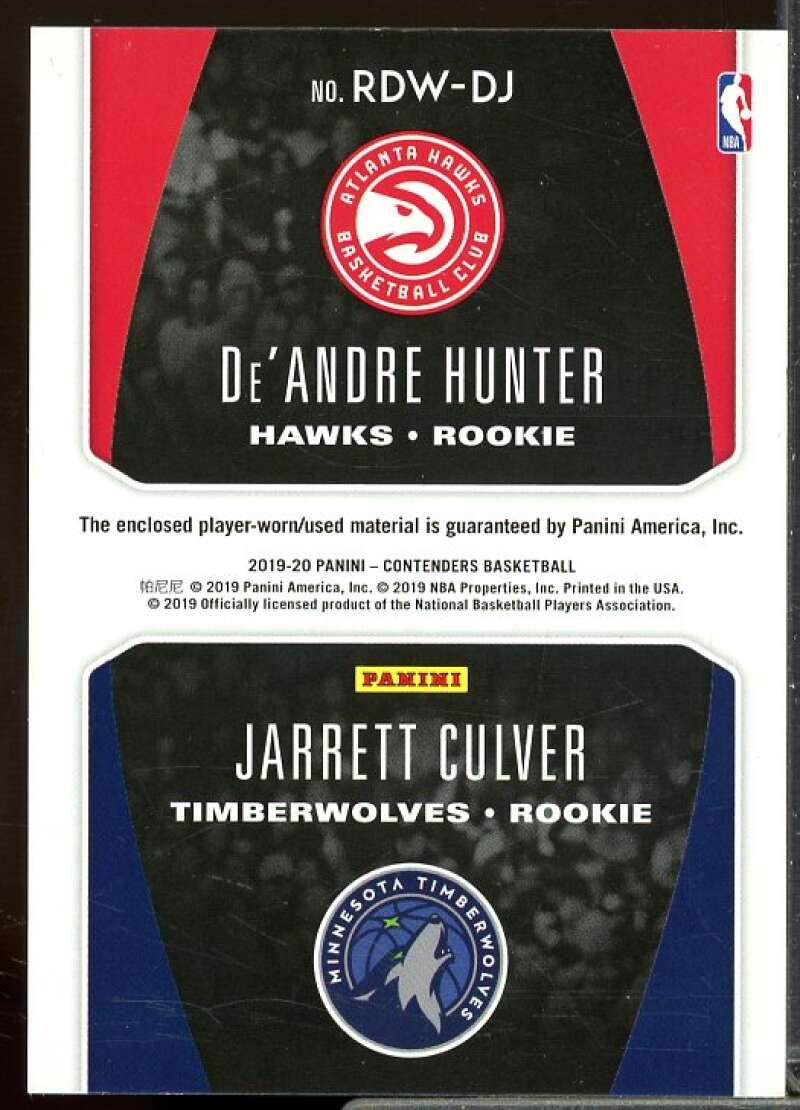 Jarrett Culver/De'Andre Hunter 2019-20 Contender Rookie Ticket Dual Swatches #7  Image 2