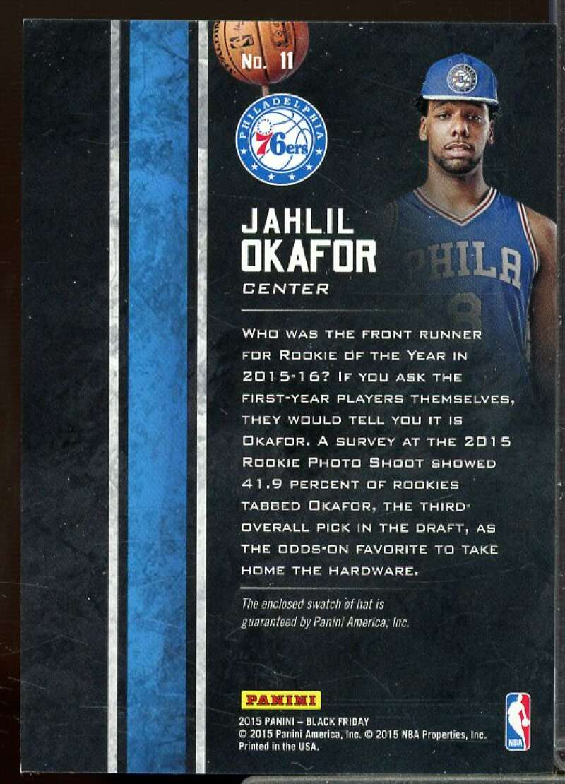 Jahlil Okafor 2015 Panini Black Friday Rookie Materials Jerseys Cracked Ice #11  Image 2