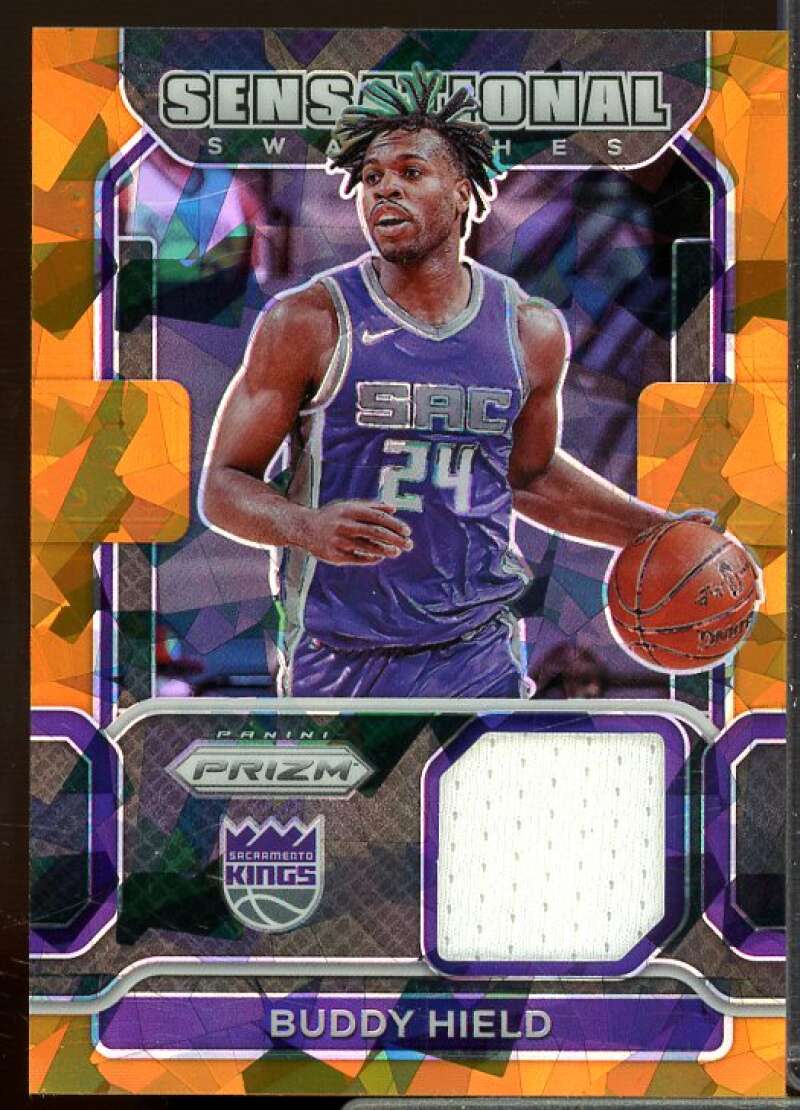 Buddy Hield Card 2021-22 Panini Prizm Sensational Swatches Prizms Orange Ice #1  Image 1