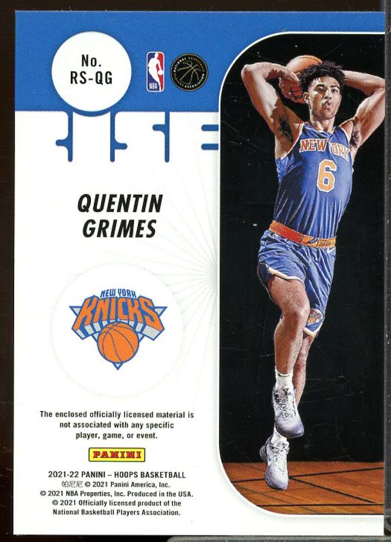 Quentin Grimes Rookie Card 2021-22 Hoops Rise N Shine Rookie Memorabilia #16  Image 2
