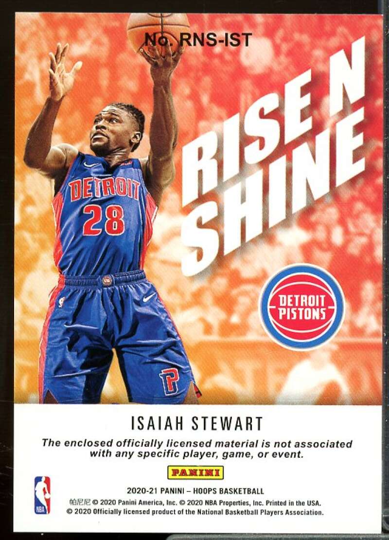 Isaiah Stewart Rookie Card 2020-21 Hoops Rise N Shine Rookie Memorabilia #32  Image 2