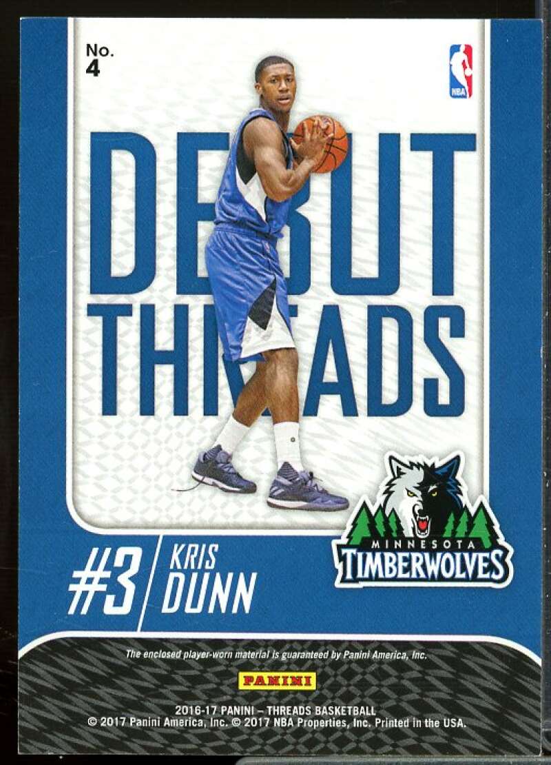 Kris Dunn Rookie Card 2016-17 Panini Threads Debut Threads #4  Image 2