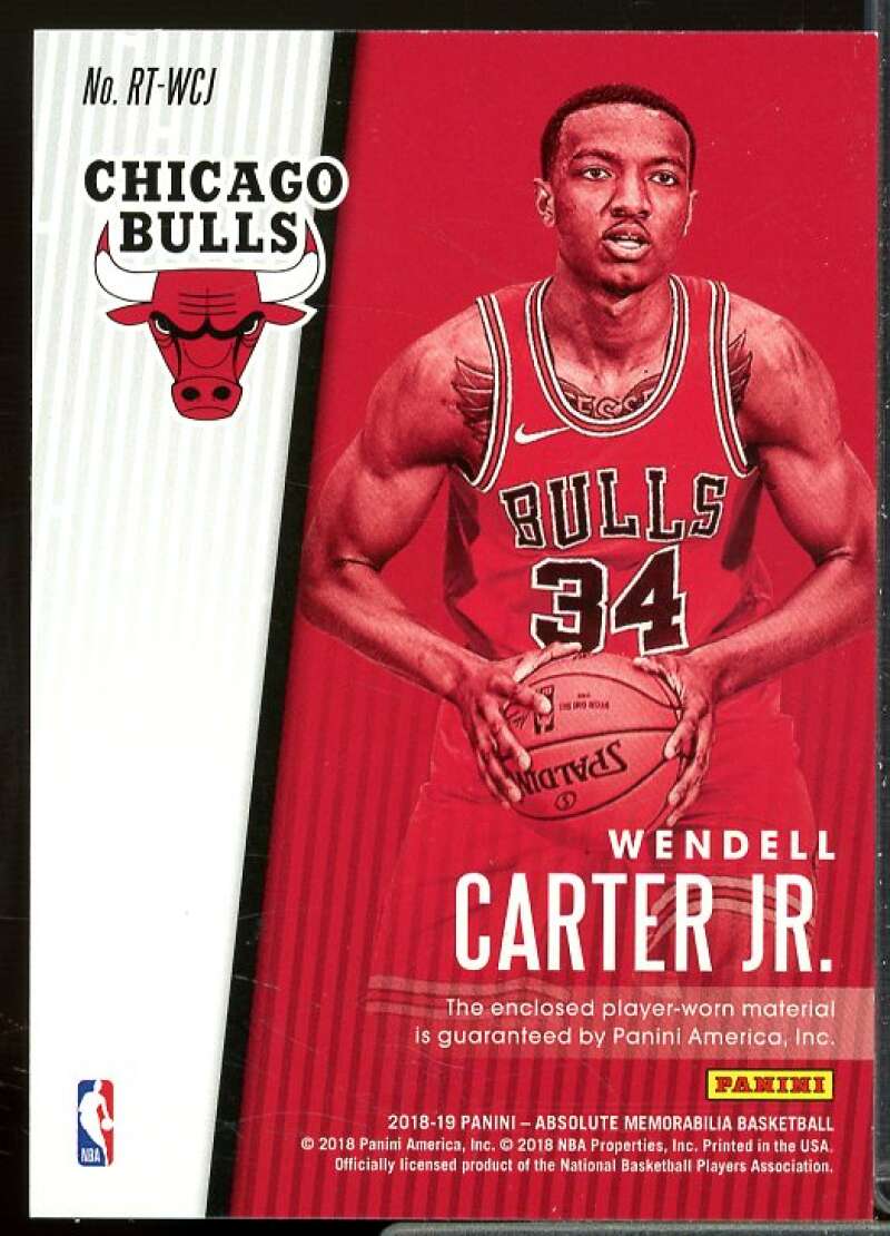 Wendell Carter Jr. Rookie Card 2018-19 Absolute Memorabilia Rookie Threads #7  Image 2