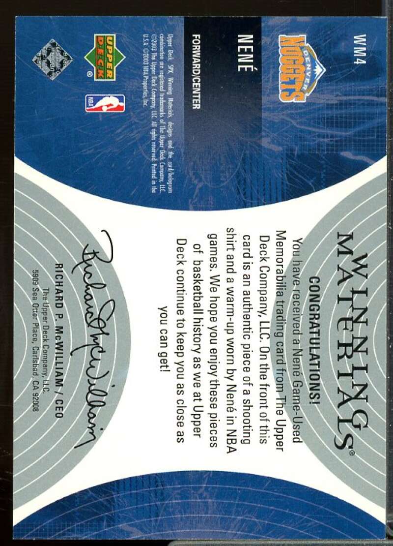 Nene Card 2003-04 SPx Winning Materials #WM4  Image 2
