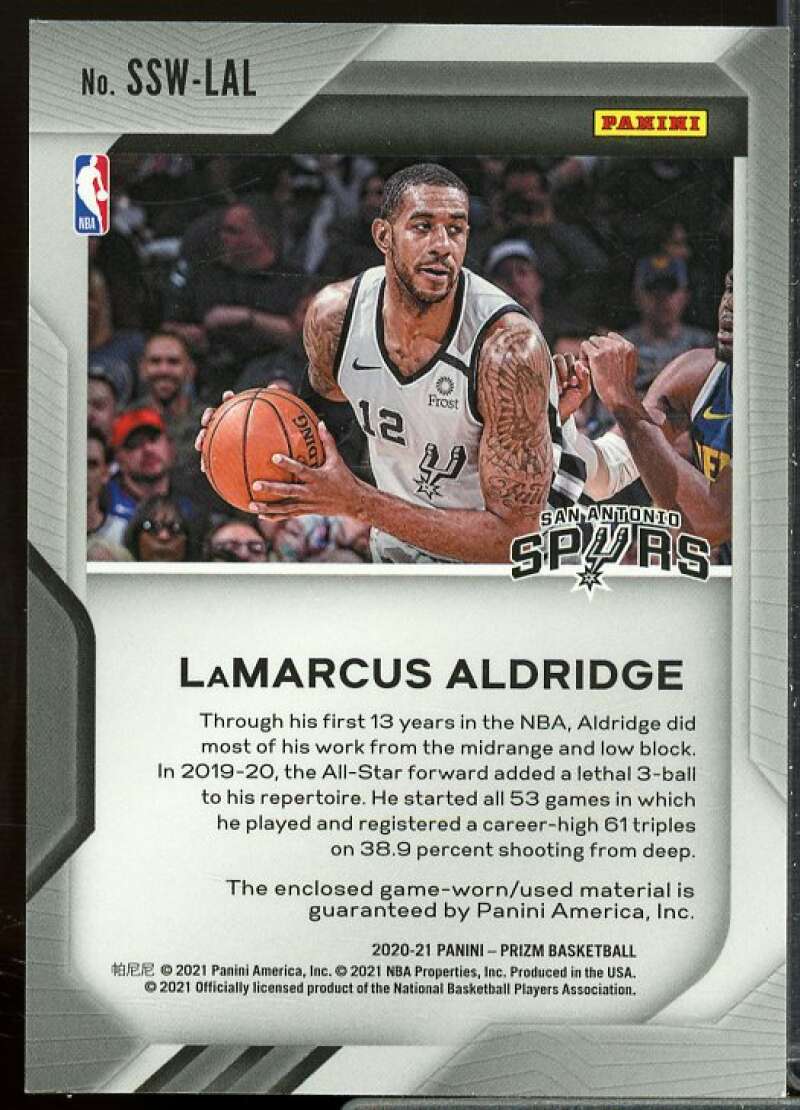 LaMarcus Aldridge Card 2020-21 Panini Prizm Sensational Swatches #44  Image 2