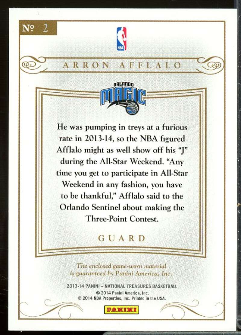 Arron Afflalo/99 Card 2013-14 Panini National Treasures Colossal Materials #2  Image 2
