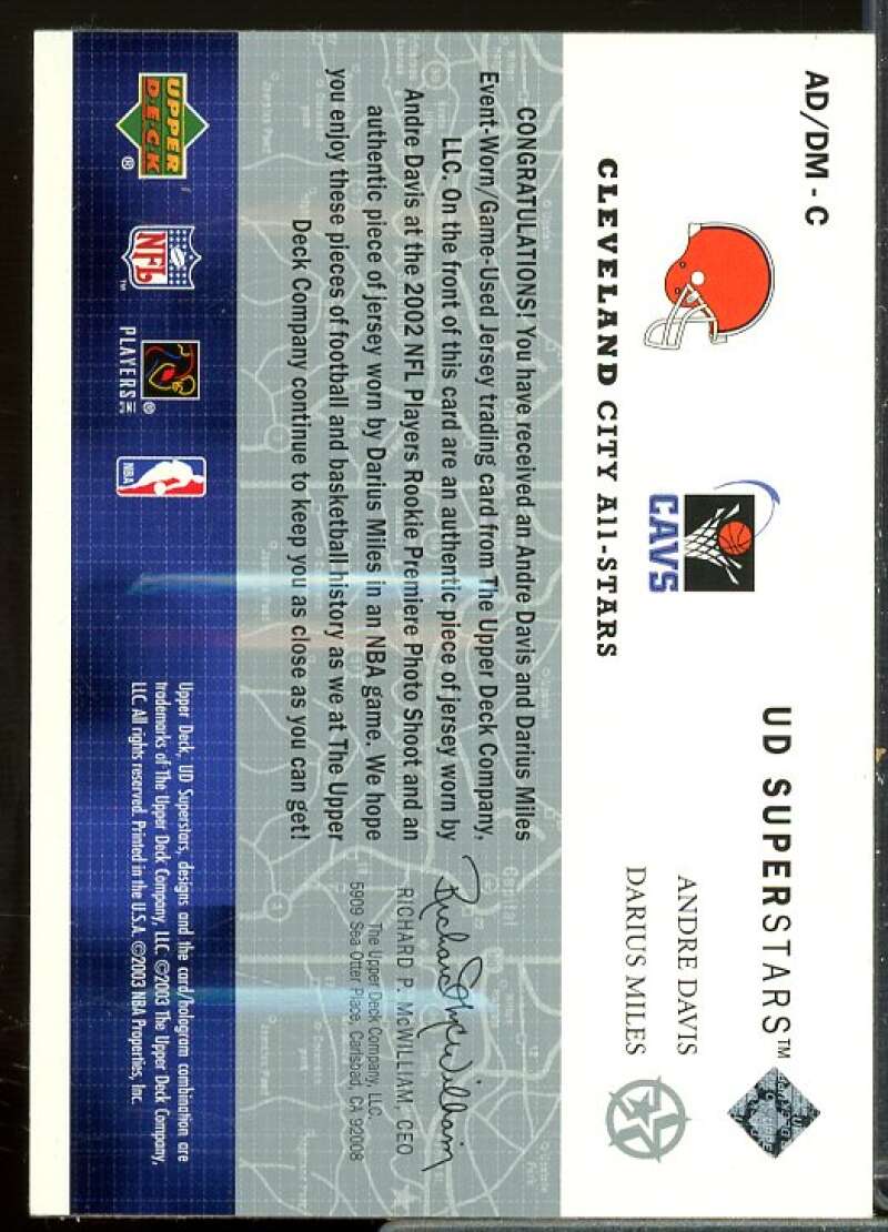 Andre Davis/Darius Miles 2002-03 UD SuperStars City All-Stars Dual Jersey #ADDM  Image 2