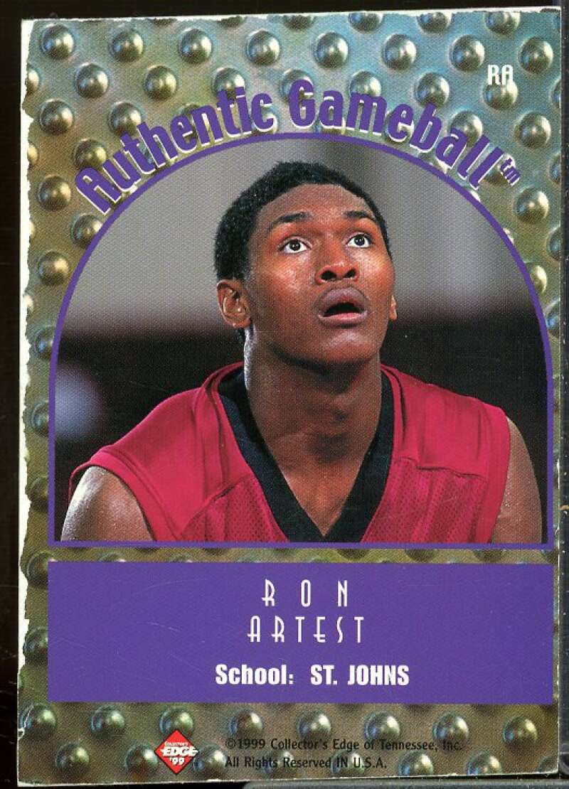 Ron Artest Rookie Card 1999 Collector's Edge Rookie Rage Game Ball #RA  Image 2