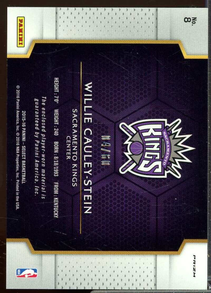 Willie Cauley-Stein Rookie Card 2015-16 Select Rookie Swatches Prizms Orange #8  Image 2