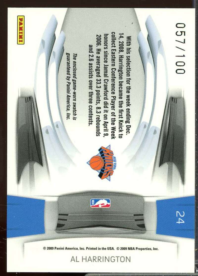 Al Harrington Card 2009-10 Prestige Prestigious Pros Materials Green #24  Image 2