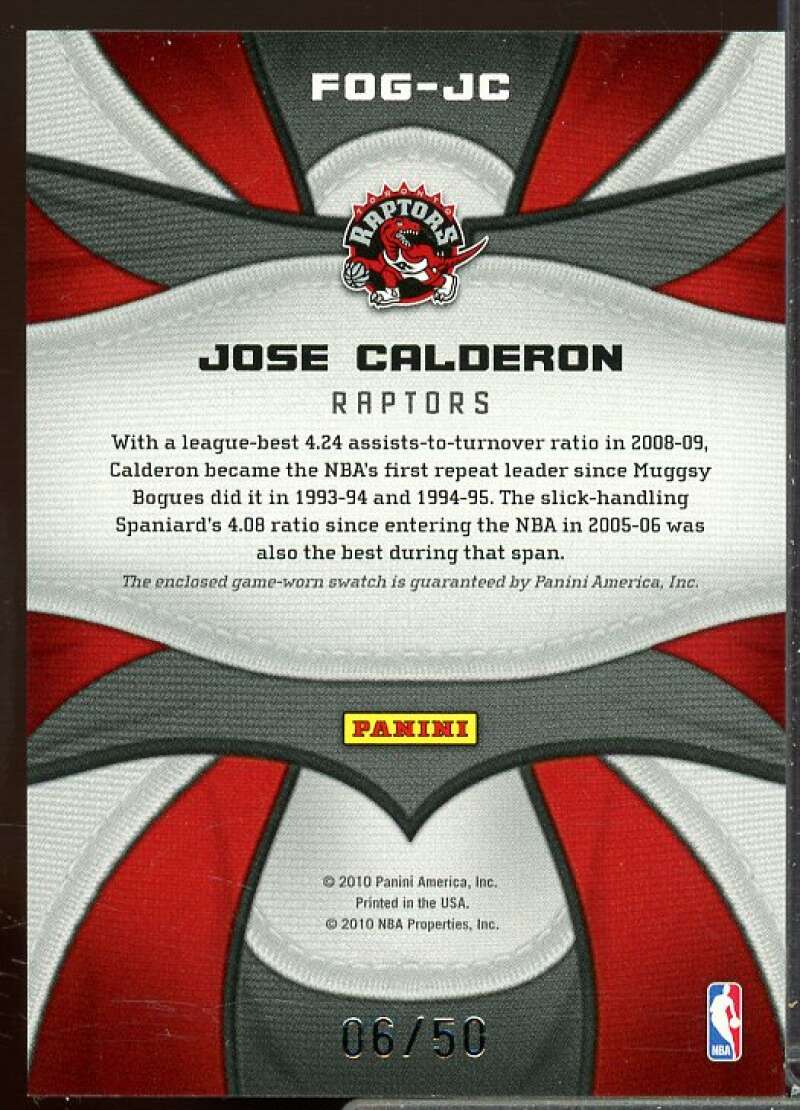 Jose Calderon/50 Card 2009-10 Certified Fabric of the Game NBA Die Cuts #101  Image 2