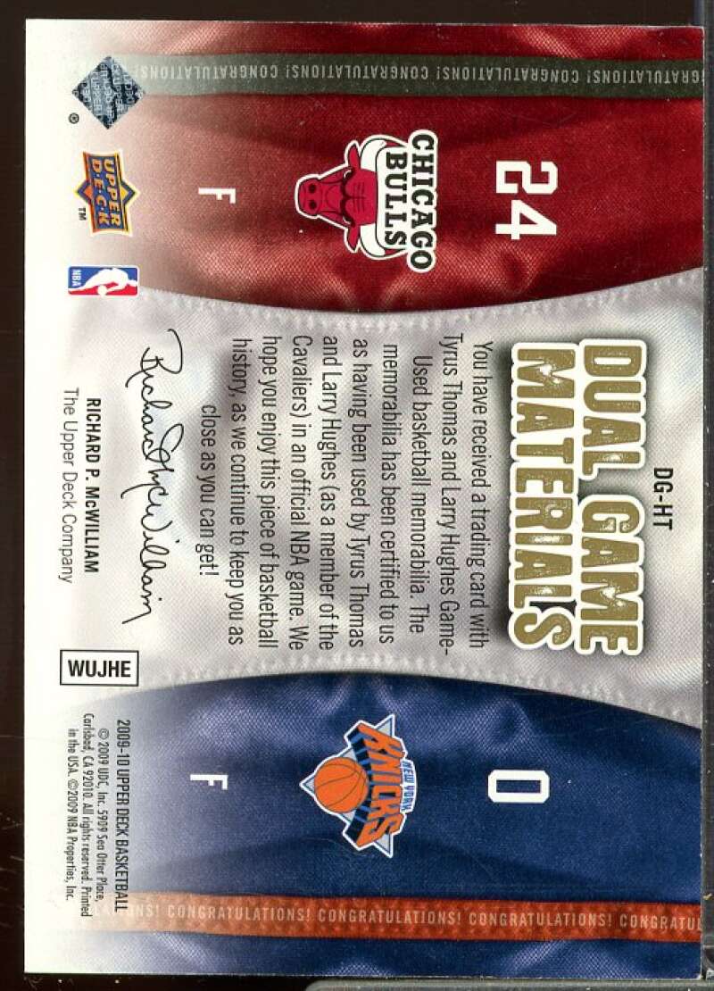 Larry Hughes/Tyrus Thomas 2009-10 Upper Deck Game Materials Dual Gold #DGHT  Image 2