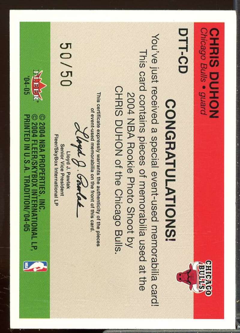 Chris Duhon 2004-05 Fleer Tradition Rookie Throwback Threads Jerseys/Ball #22  Image 2