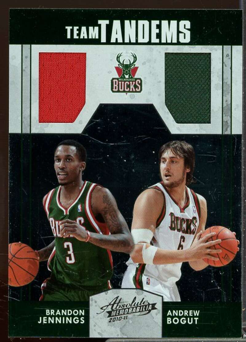 Brandon Jennings/Andrew Bogut Card 2010-11 Absolute Team Tandems Materials #8  Image 1