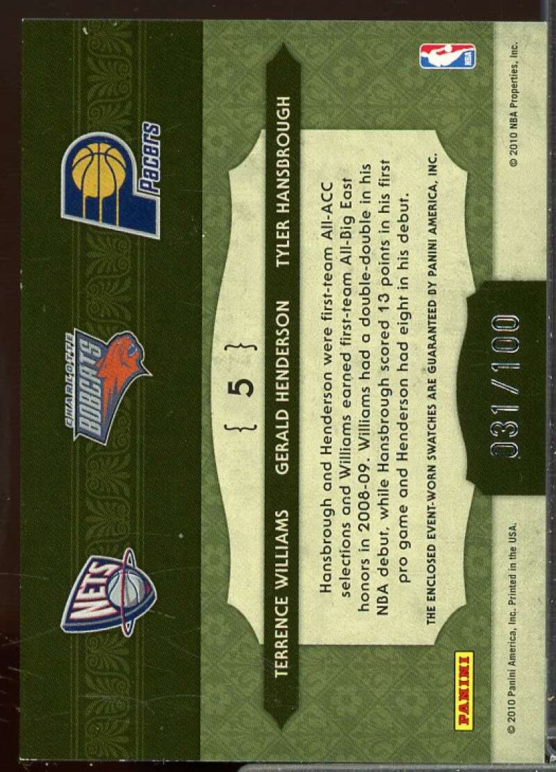 Williams Henderson Hansbrough 2009-10 Timeless Treasures Triple Materials #5  Image 2