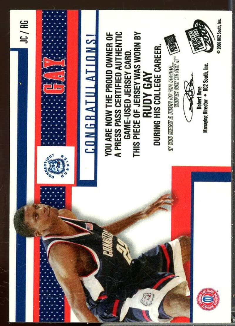 Rudy Gay Rookie Card 2006 Press Pass Jerseys #JCRG  Image 2