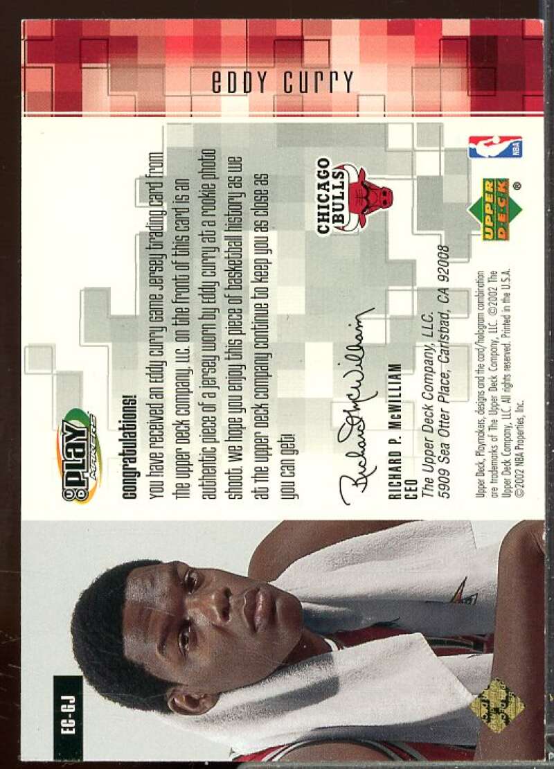Eddy Curry Rookie Card 2001-02 Upper Deck Playmakers PC Game Jerseys Gold #ECGJ  Image 2