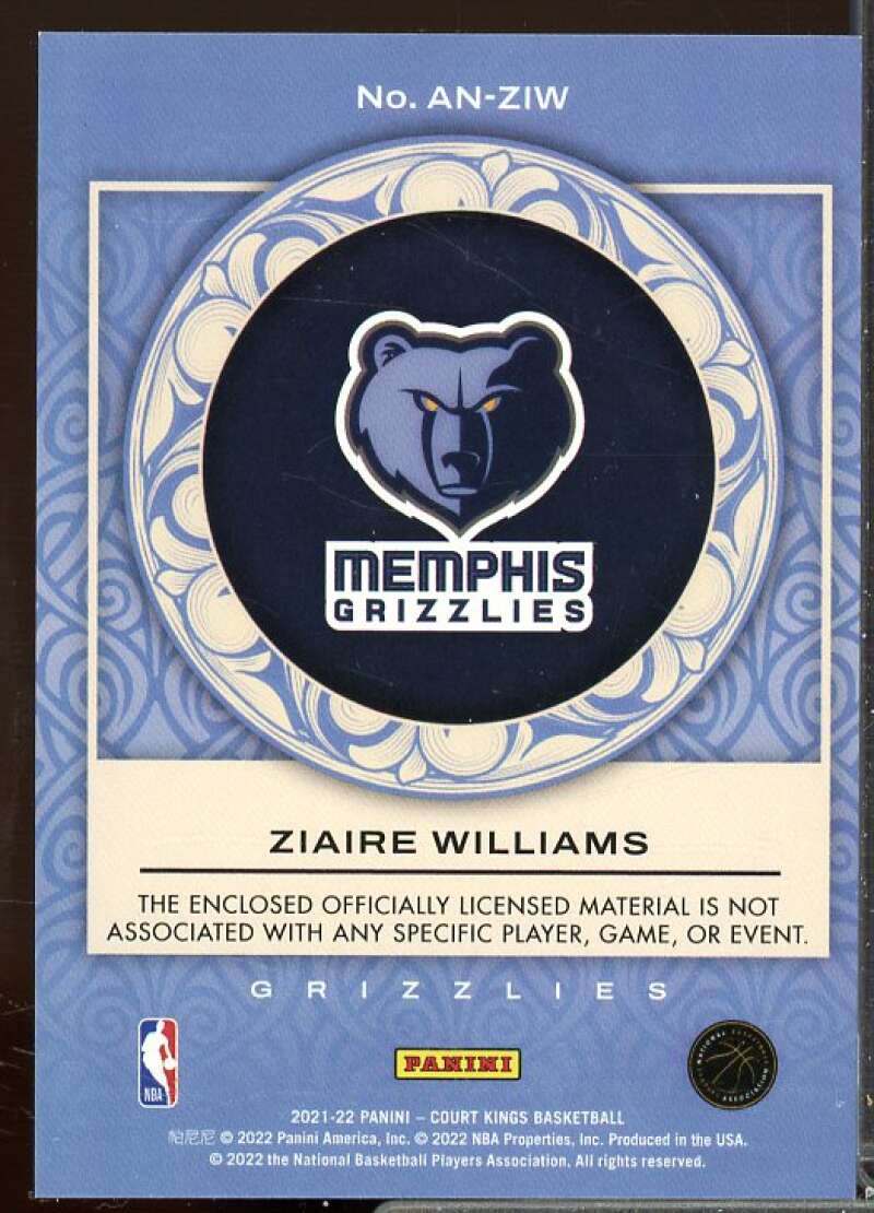 Ziaire Williams Card 2021-22 Court Kings Art Nouveau Materials #10  Image 2