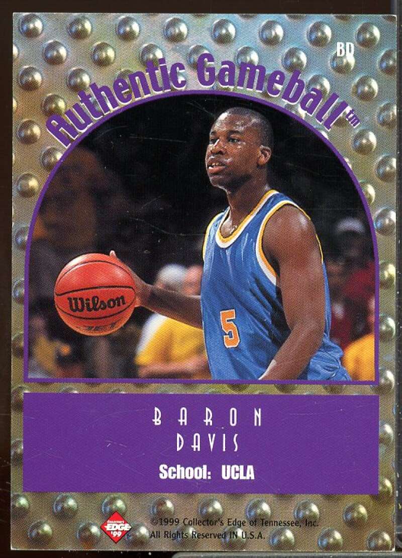 Baron Davis Rookie Card 1999 Collector's Edge Rookie Rage Game Ball #BD  Image 2
