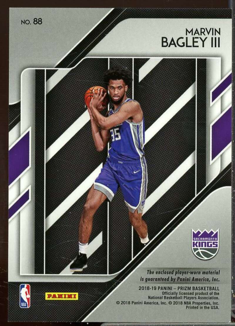 Marvin Bagley III Rookie Card 2018-19 Panini Prizm Sensational Swatches #88  Image 2