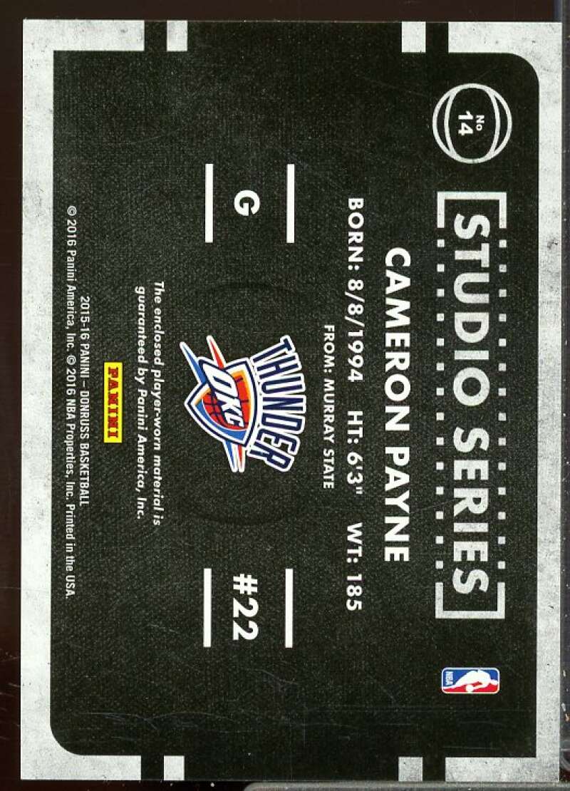Cameron Payne Rookie Card 2015-16 Donruss Studio Series Rookie Jerseys #14  Image 2