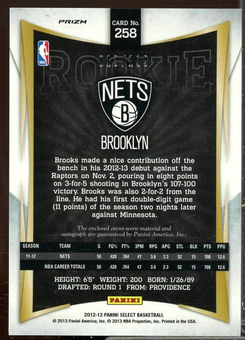 MarShon Brooks JSY AU/199 Rookie Card 2012-13 Select Prizms #258  Image 2